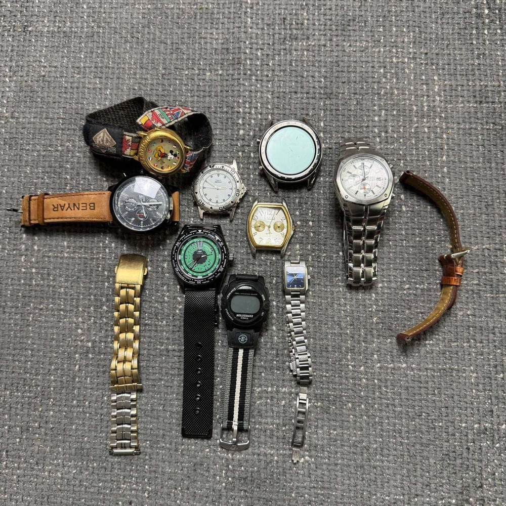 Mixed Watch Lot Bulova Timex Lorus Benyar Unisex Vintage Y2K Repair Collection